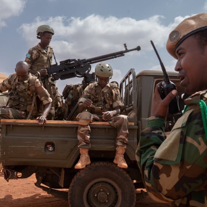 Somali Danab special forces soldiers during live fire training at Baledogle base