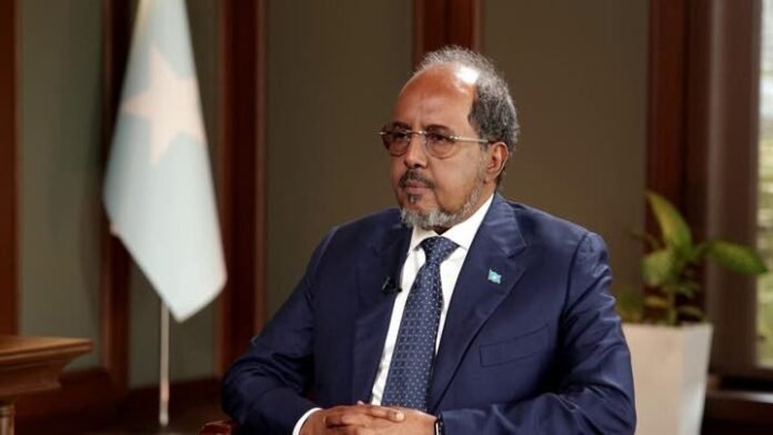 Somali President Hassan Sheikh Mohamud speaking at an official event